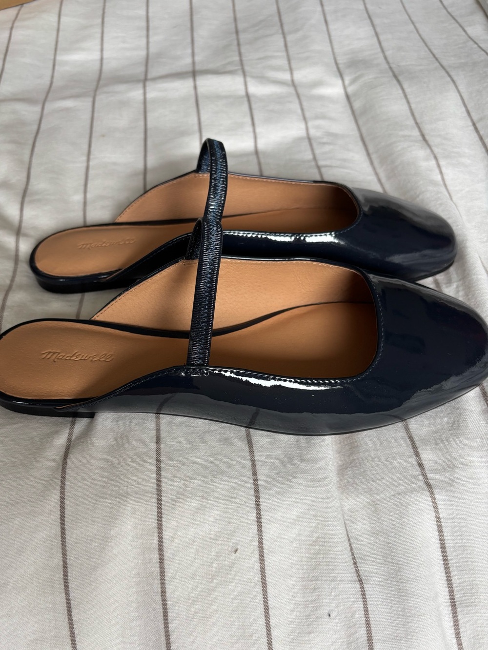 Madewell Navy Patent Mary Jane Slingback Flats